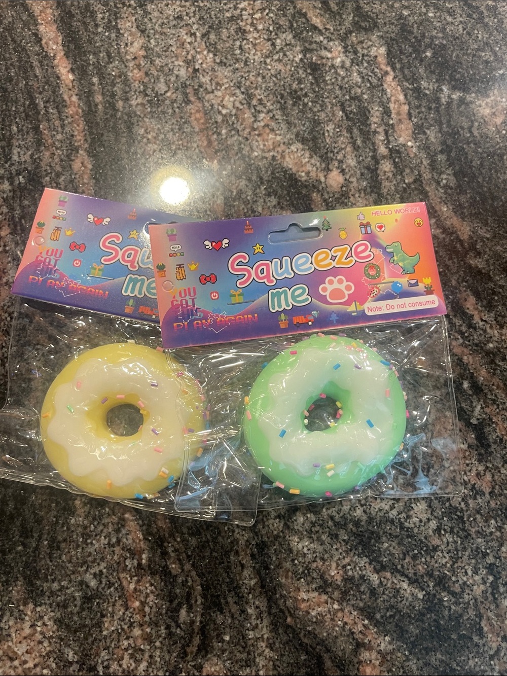 Squeeze Donut Squishy Toy Sticky - Yellow & Light Green nwt